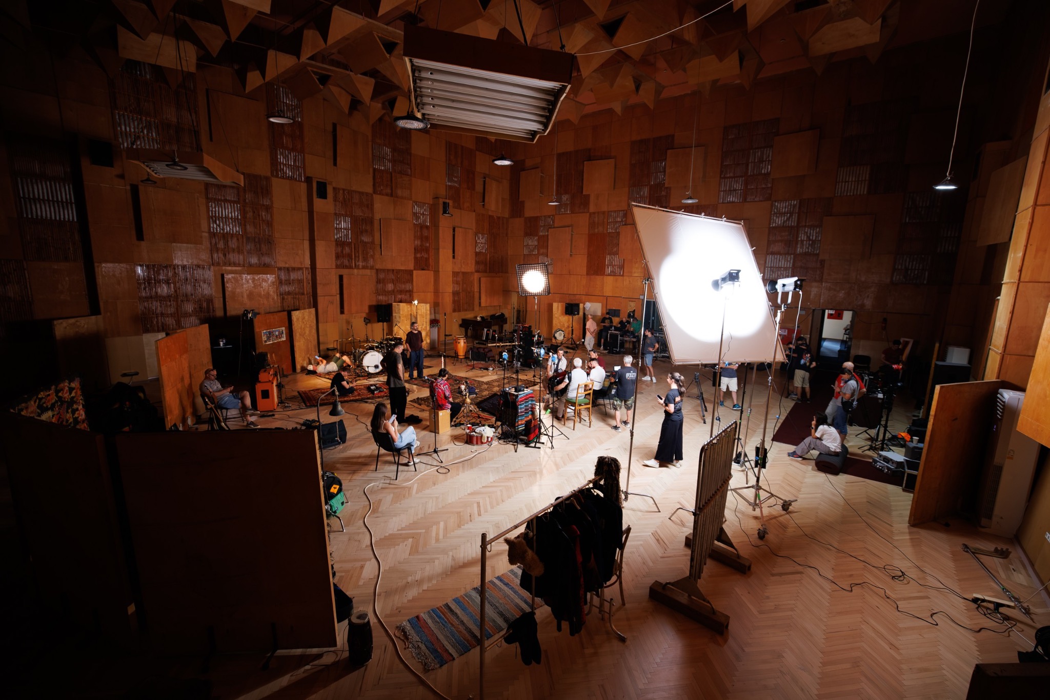 Crew filming in the studio
